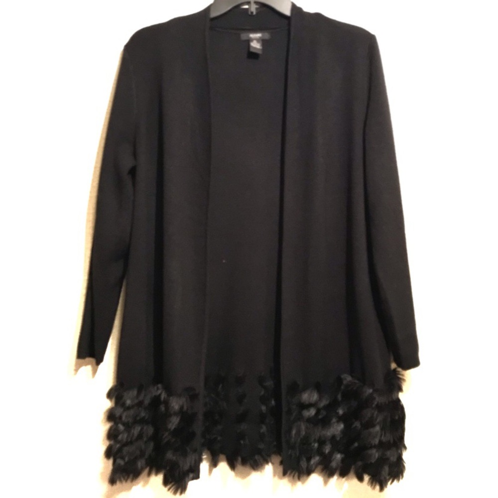 Alfani Petite Faux Fur Trim Cardigan